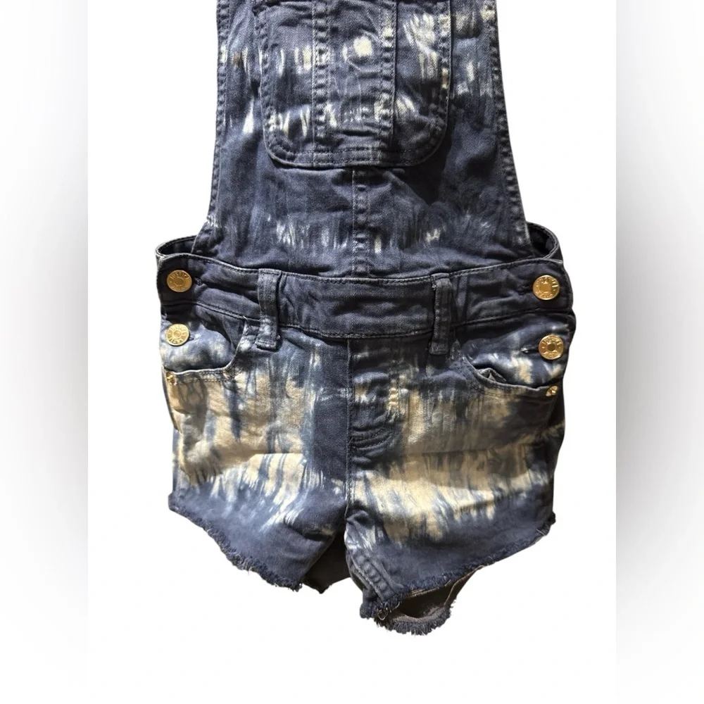 Justice Girls‎ Size 8 Tie-Dye Denim Shortalls Overalls Adjustable Straps